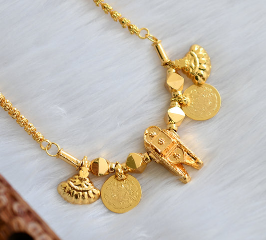 Gold tone Lakshmi coin Thirumal Nama mangalyam dj-39375