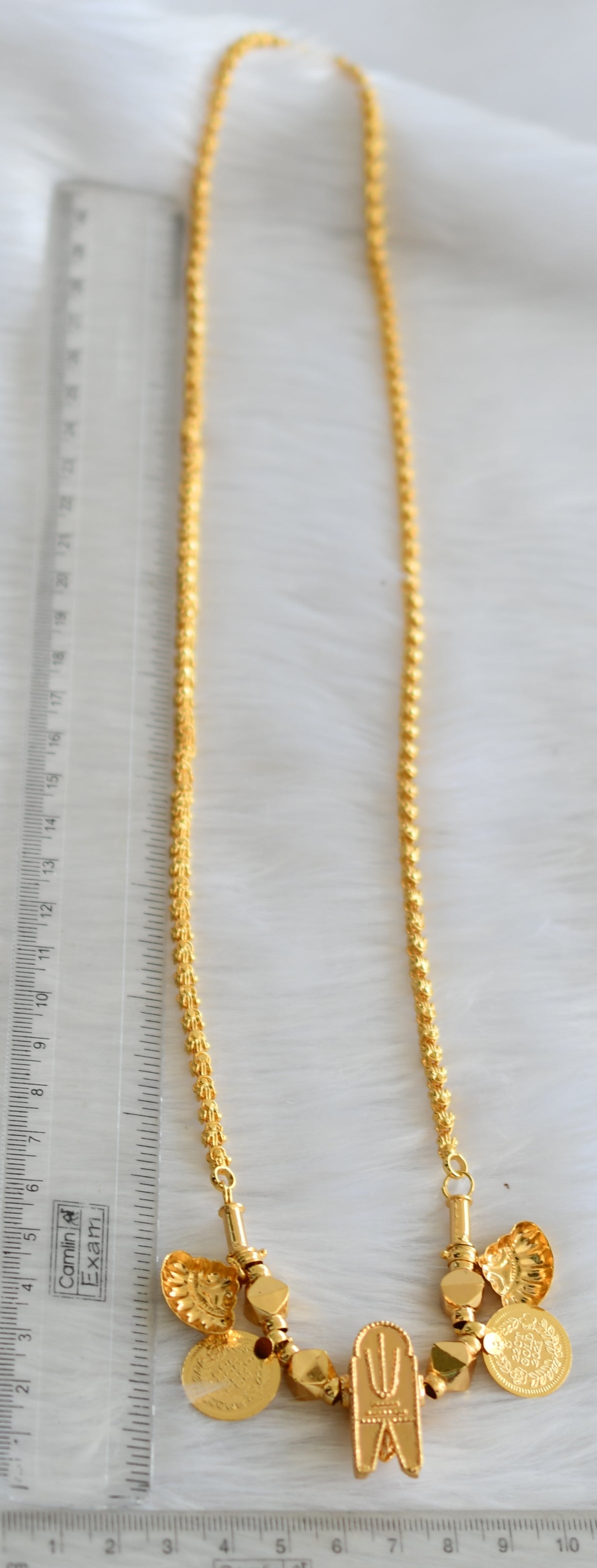 Gold tone Lakshmi coin Thirumal Nama mangalyam dj-39375