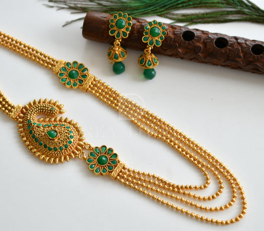 Antique Multi Layer Green Mango Mugappu Set dj-16784