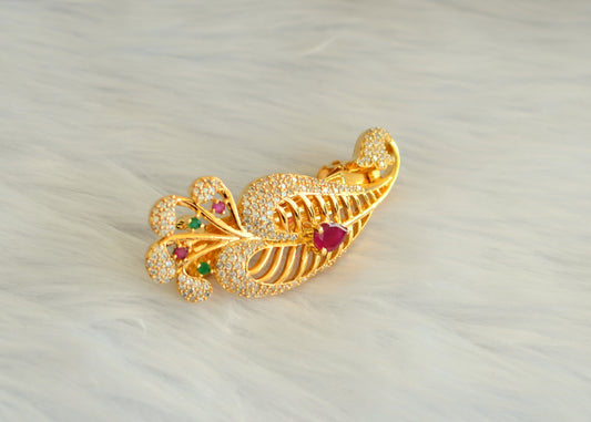 Gold Finish Ruby-green Hair clip - DJ13528