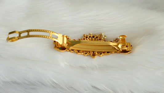 Matte Finish Ruby-emerald Peacock Lakshmi Hair clip -dj09600