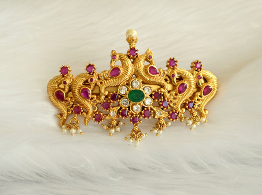 Matte Finish Ruby-emerald Peacock Hair Clip-dj08994