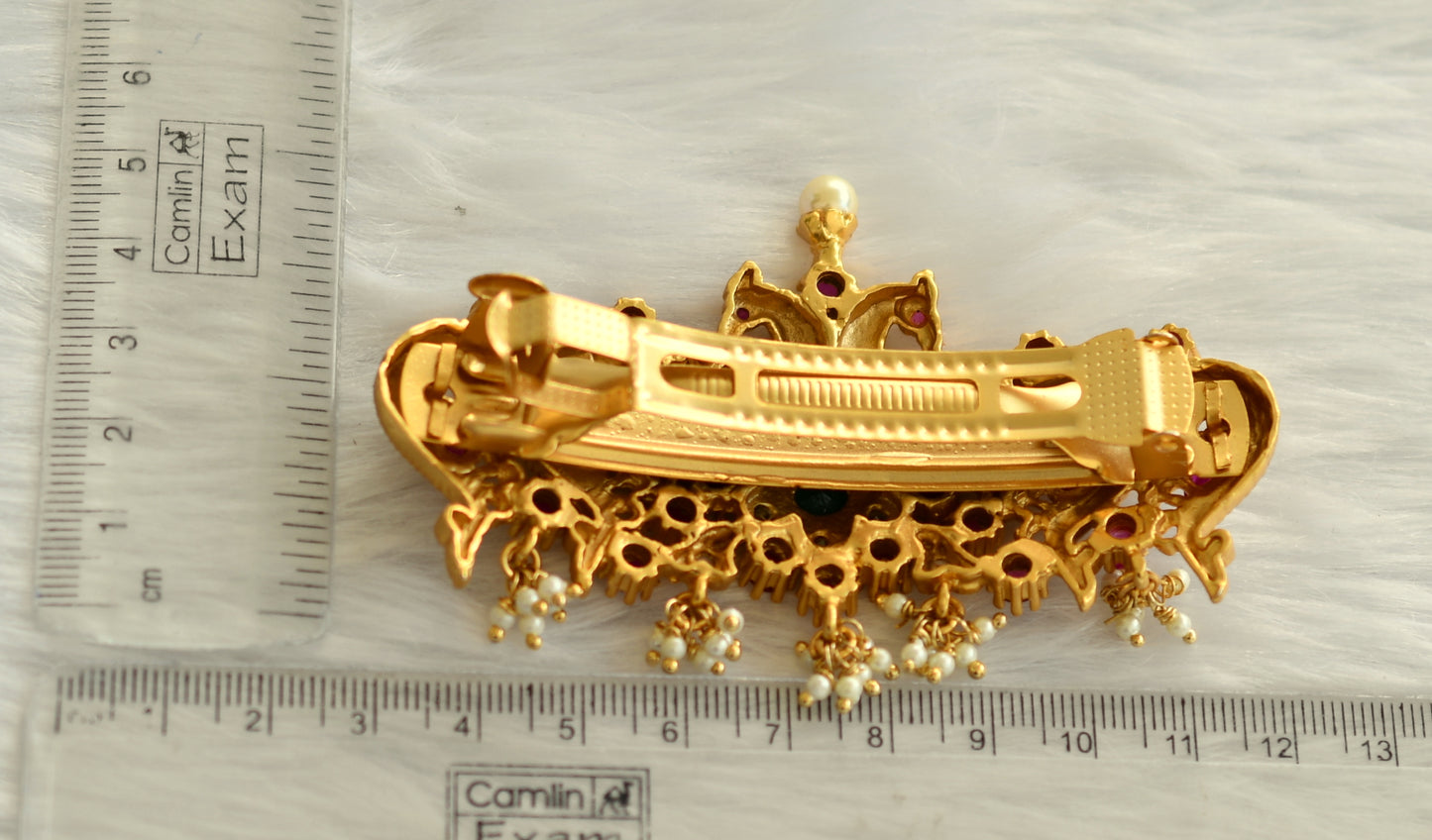 Matte Finish Ruby-emerald Peacock Hair Clip-dj08994