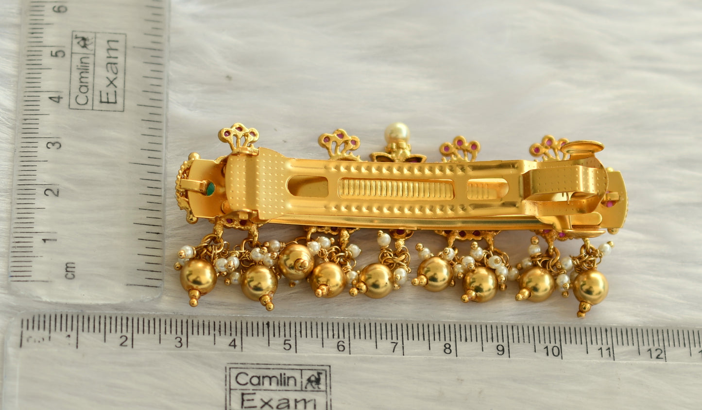 Matte Finish Ruby-emerald Peacock Hair Clip - DJ13522