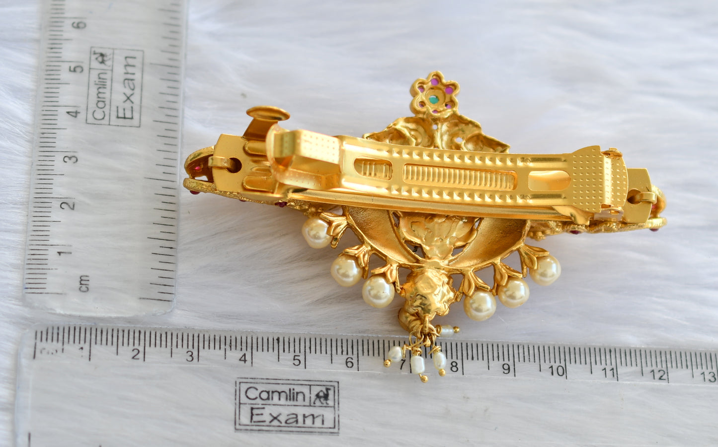 Matte Finish Ruby-emerald Peacock Feather Hair clip - DJ13524