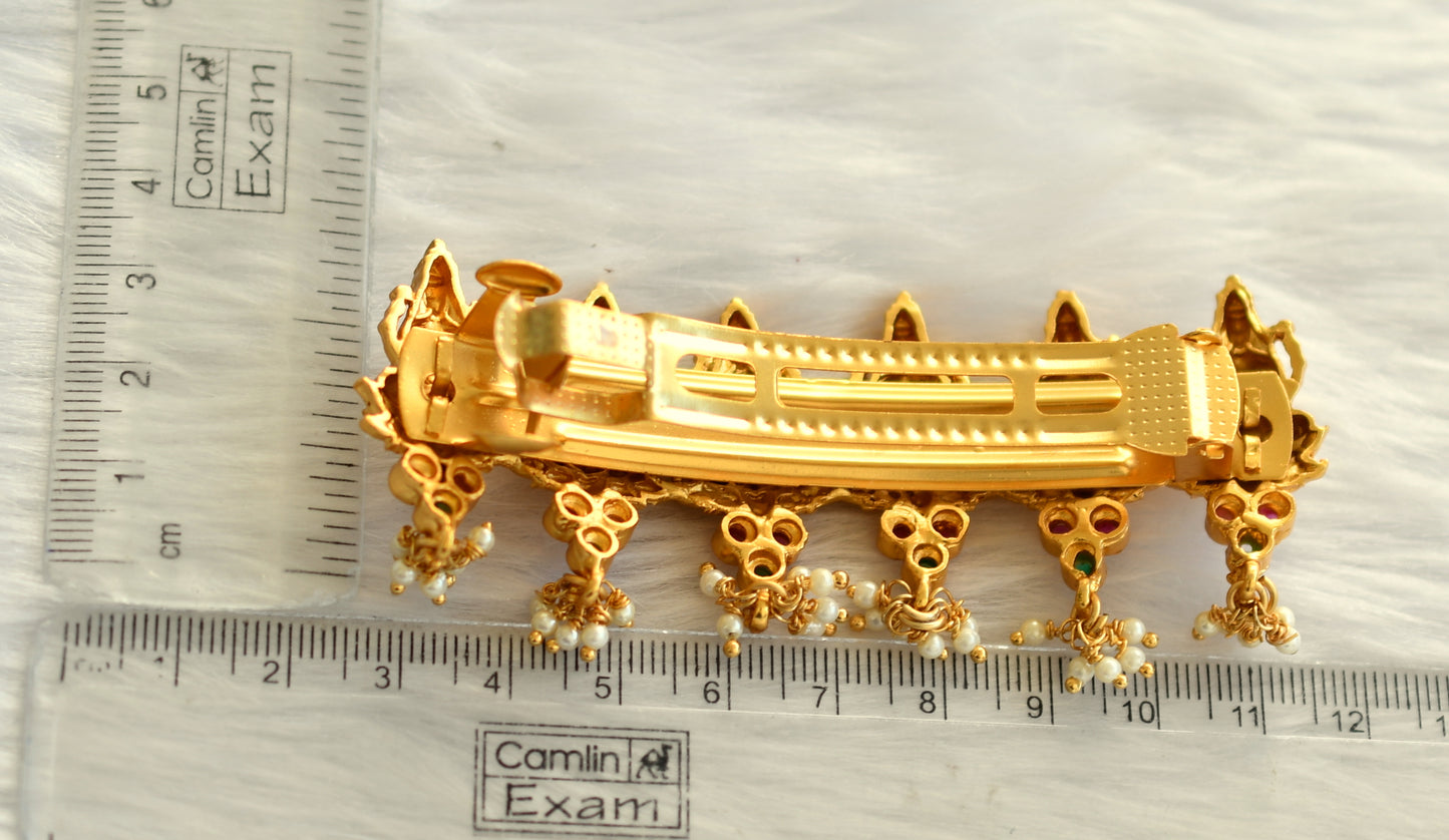 Matte Finish Ruby-emerald Pearl Lakshmi Hair Clip-dj10977