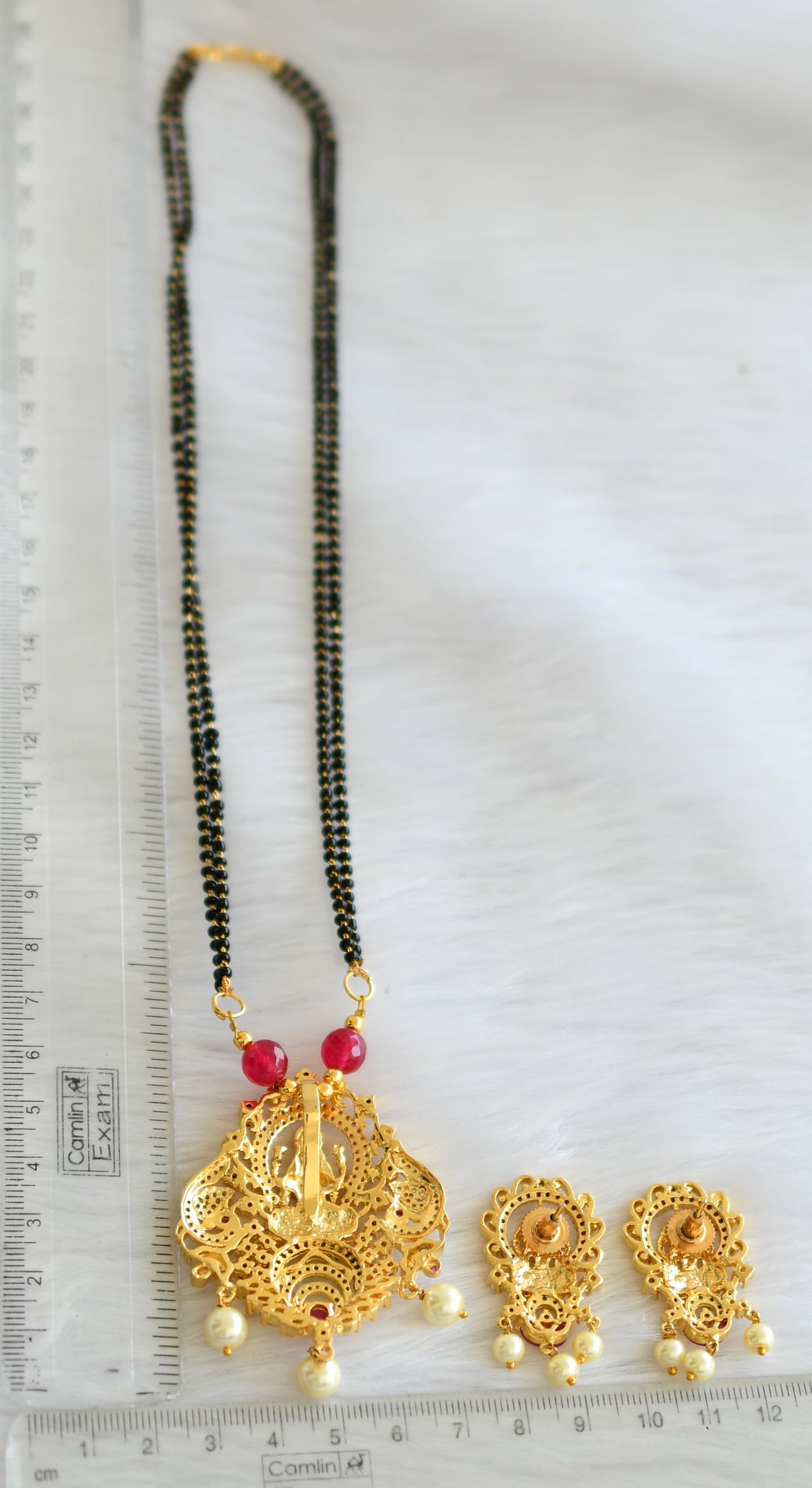 Gold tone ruby-emerald-white Lakshmi Mangalsutra dj-39369