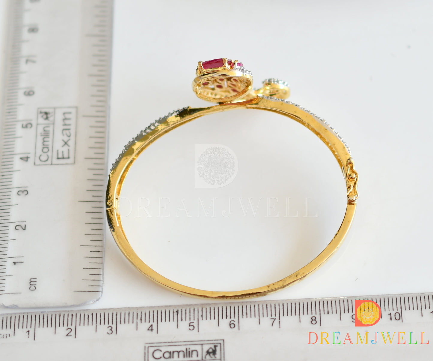 two tone cz ruby-white peacock bracelet dj-37013