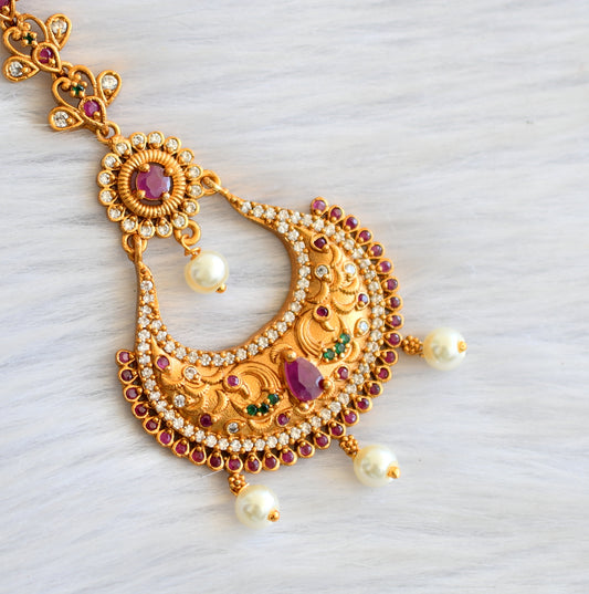 Matte finish ruby-green bali mang tikka dj-27303