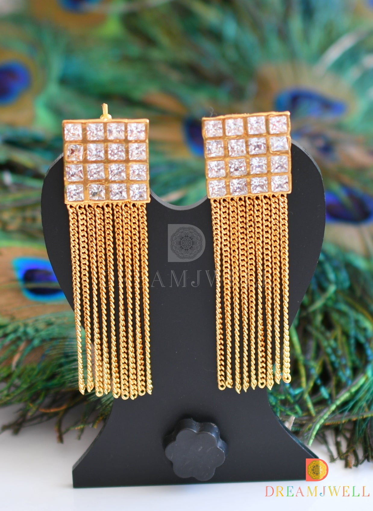 Beautiful Gold Tone Polki Long Earrings-dj06938 - Main Image