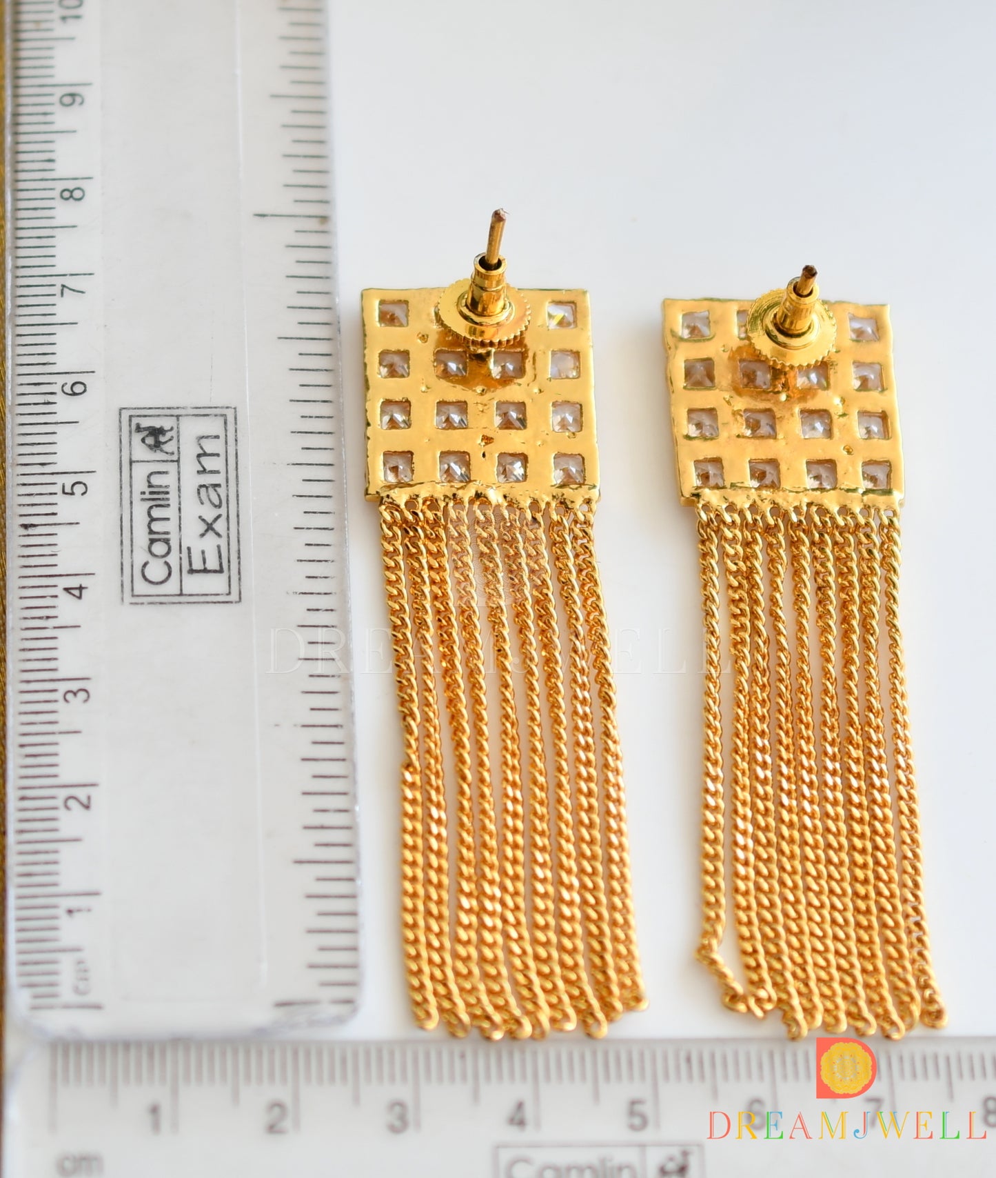 Gold Tone Polki Long Earrings-dj06938