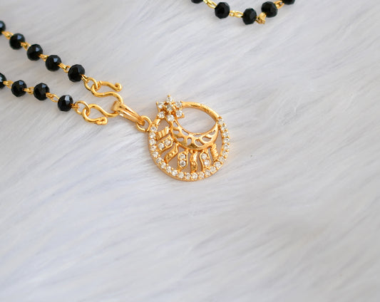 Gold tone white stone black karimani chain with moon pendant dj-40085