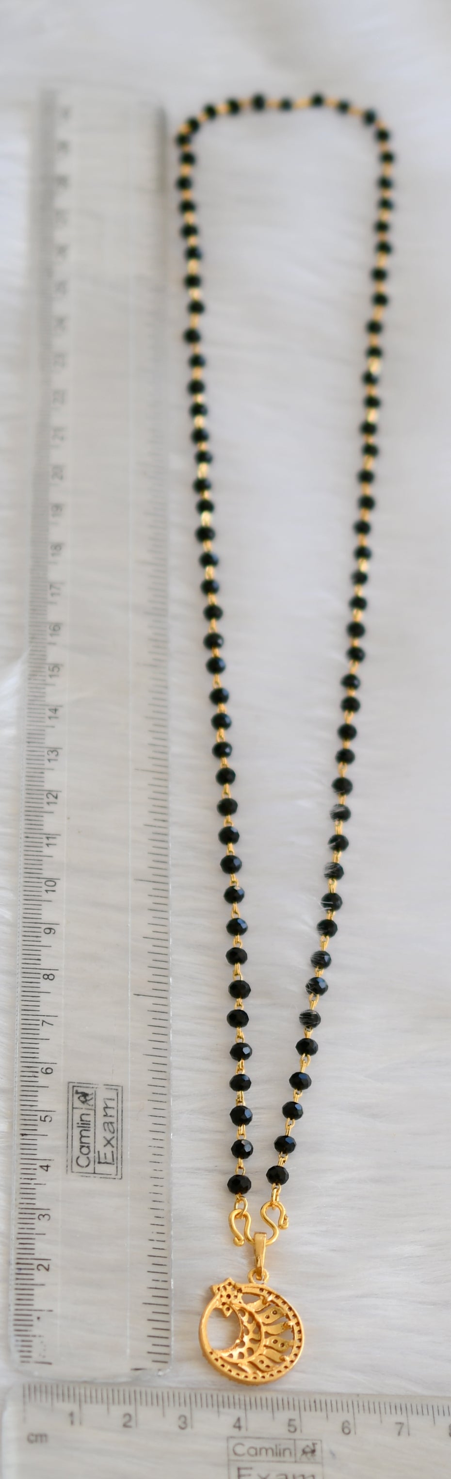 Gold tone white stone black karimani chain with moon pendant dj-40085