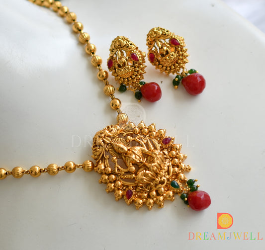 Antique Kemp-green Lakshmi Chain/Necklace Set dj-16347