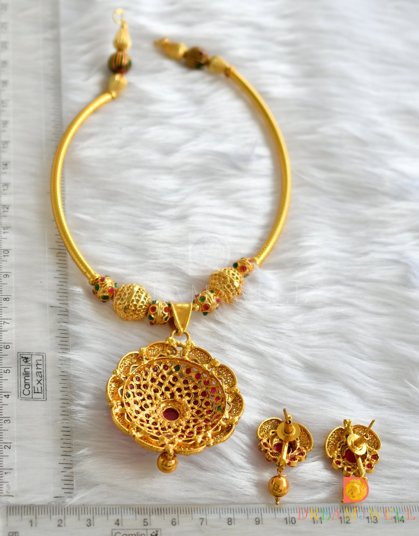 Antique kemp-green pendant Hasli necklace set dj-18015