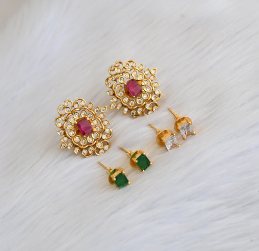 Matte finish ruby-green-white color changeable earrings dj-41011