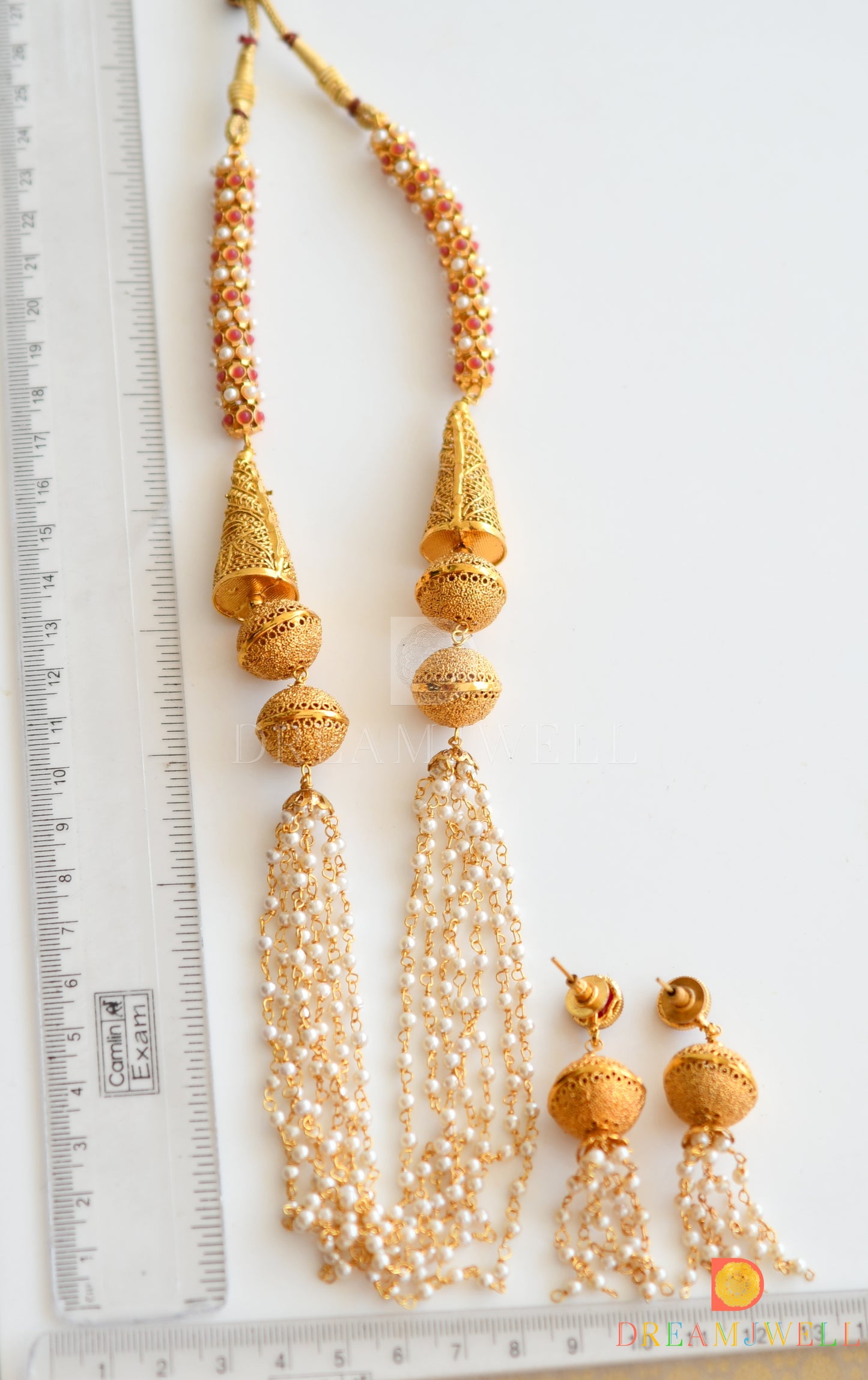 Antique designer ruby pearl necklace set dj-06780