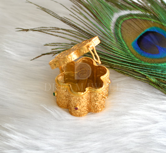 Gold tone flower kumkum box dj-10400