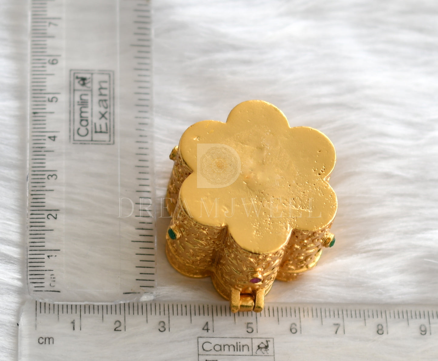Gold tone flower kumkum box dj-10400