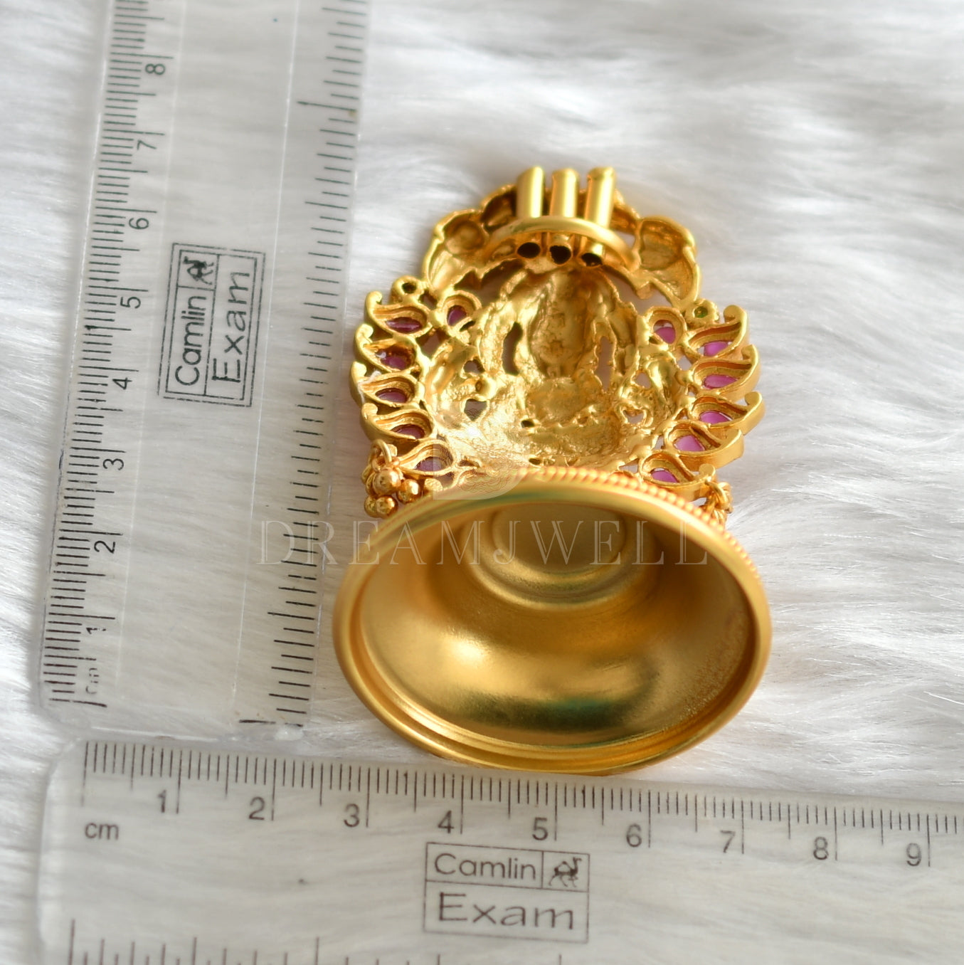 Gold tone ruby-emerald lakshmi doopa stand dj-16260