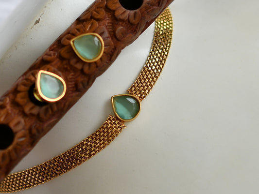 Antique Gopi sea green stone choker necklace set dj-38720