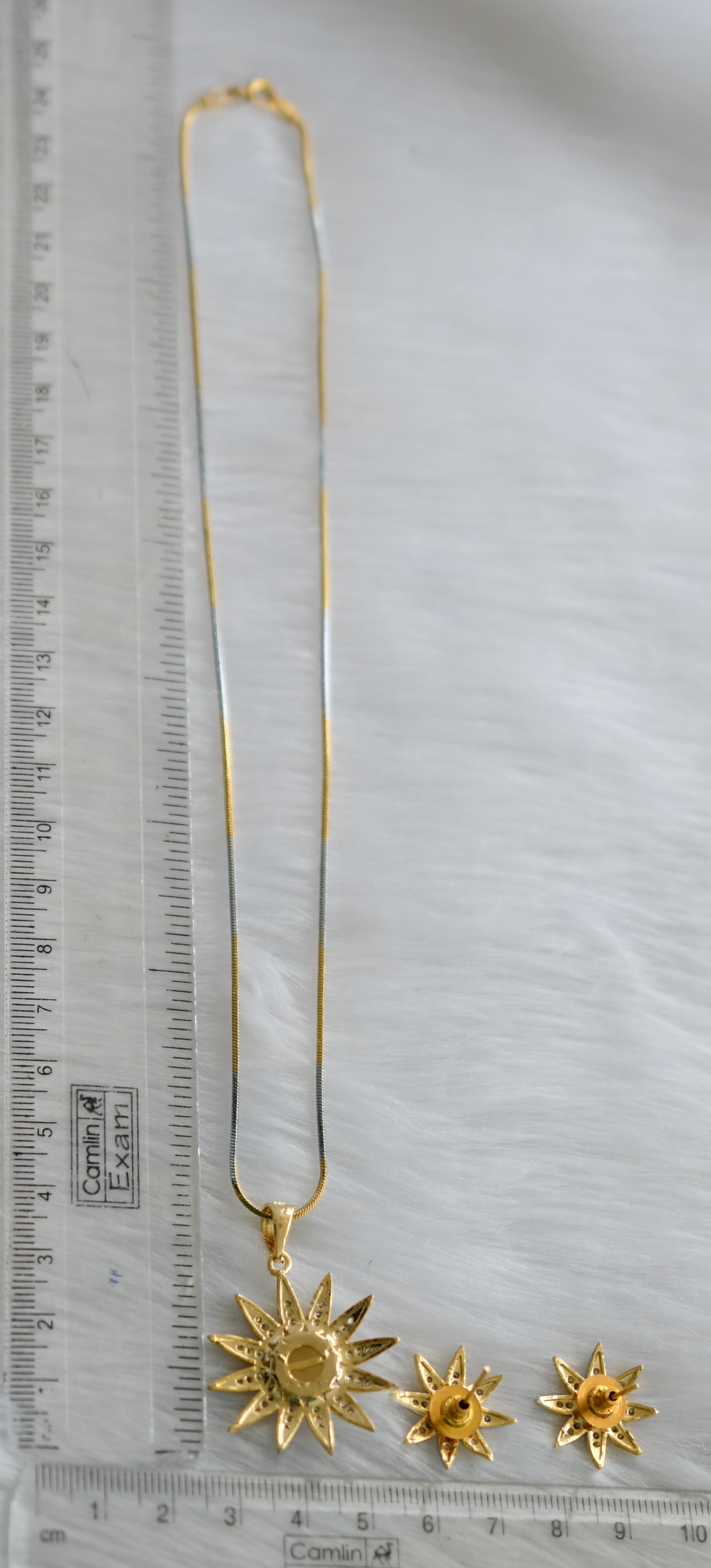 Dual tone cz white pendant set dj-07207