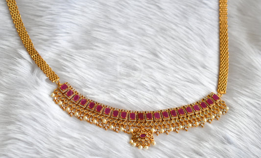 Matte finish cz ruby bridal waist band dj-32528