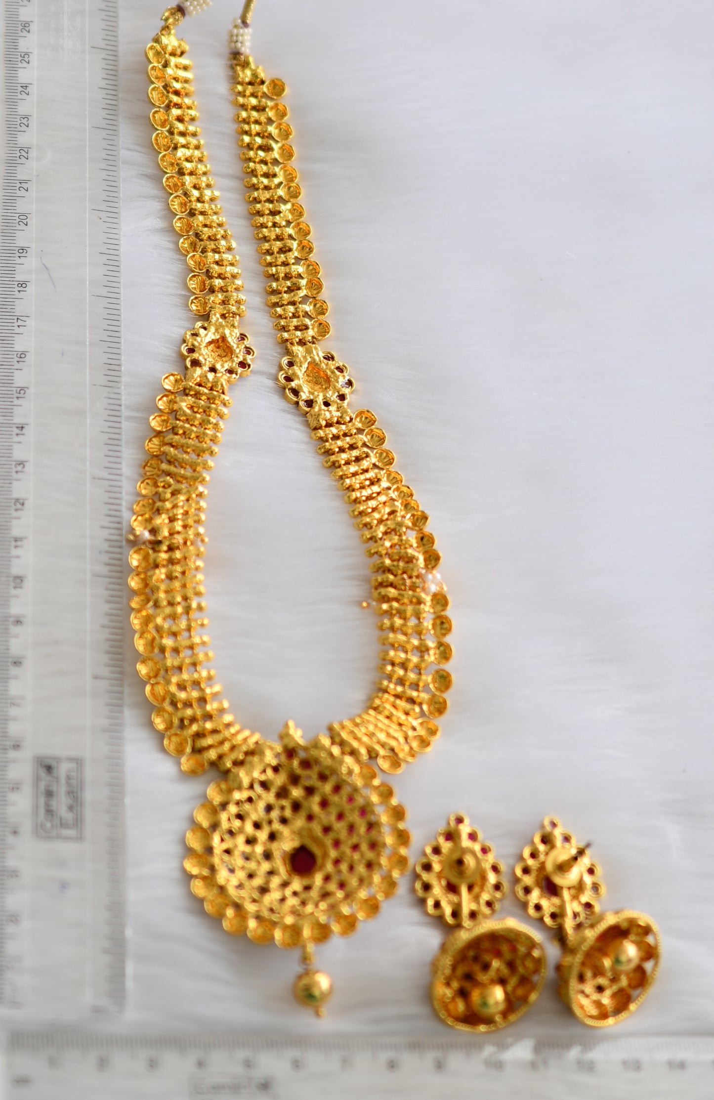 Antique gold tone kemp Lakshmi haar set dj-01861