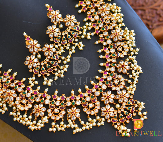 Matte Finish Cz Ruby-green Gutta Pusalu Bridal Haar Set dj-33336