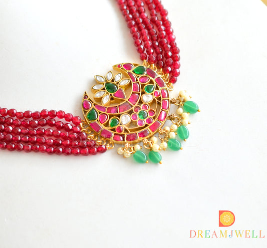 Antique gold look alike kundan jadau moon choker necklace dj-36320