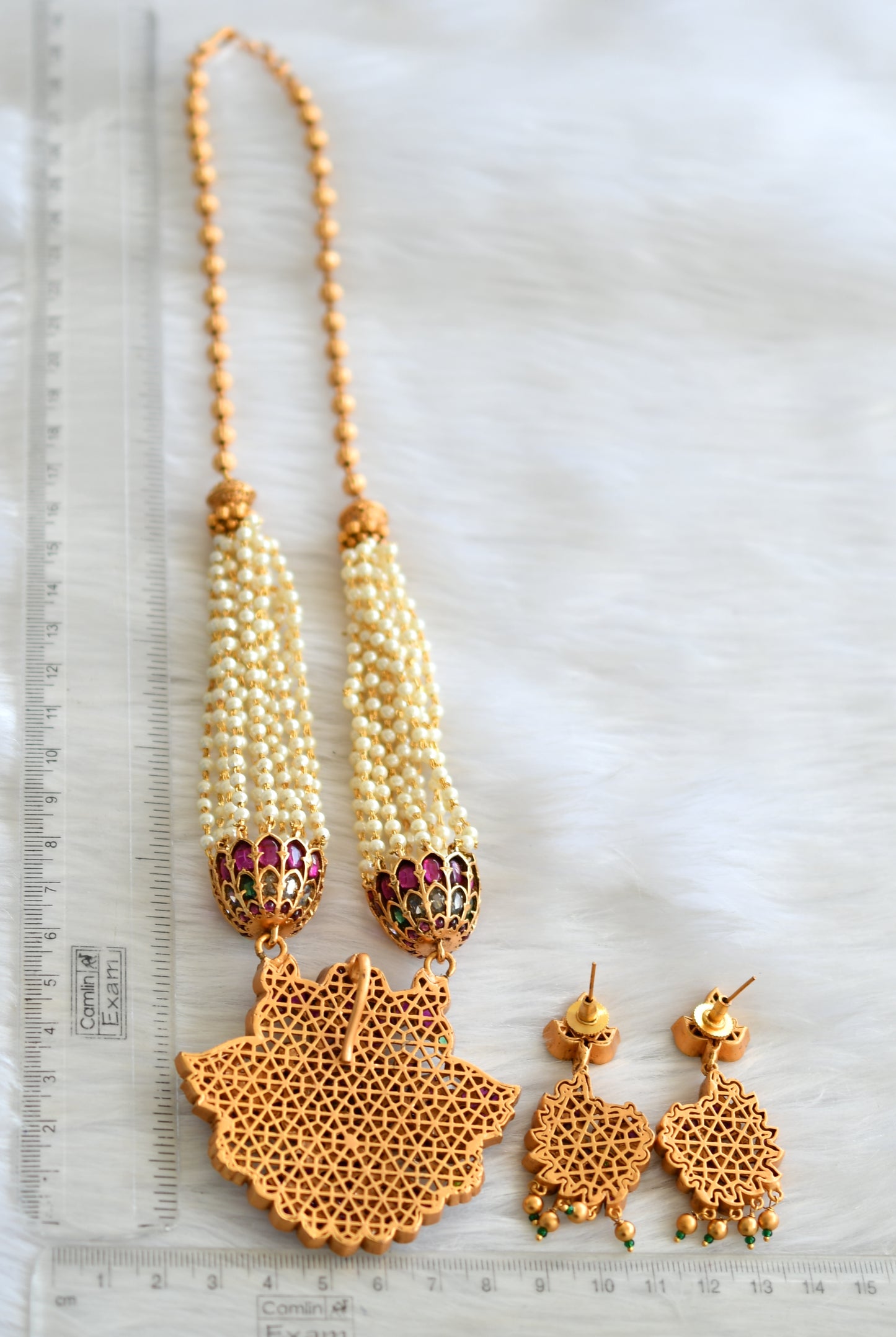 Matte finish real kemp-green ganda-berunda haar set dj-28661