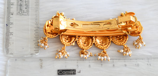 Matte finish ruby-emerald pearl hair clip dj-18996