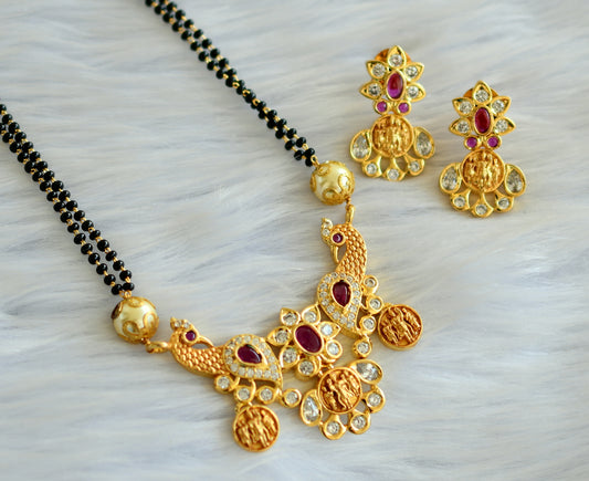 Gold tone kemp-white peacock-ram parivar mangalsutra set dj-34308