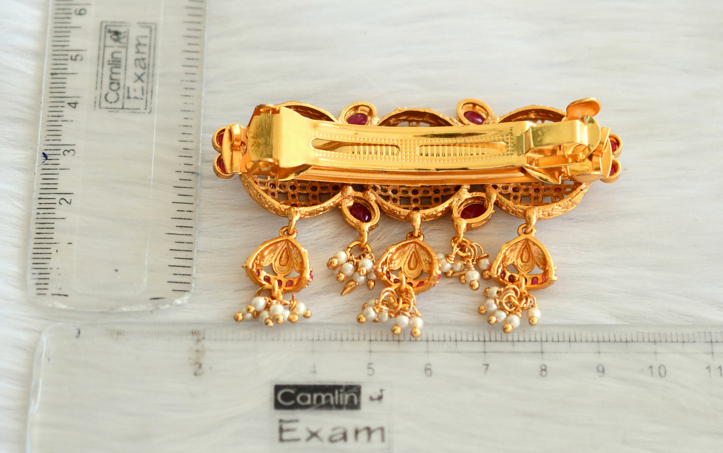 Matte finish ruby pearl hair clip dj-19009