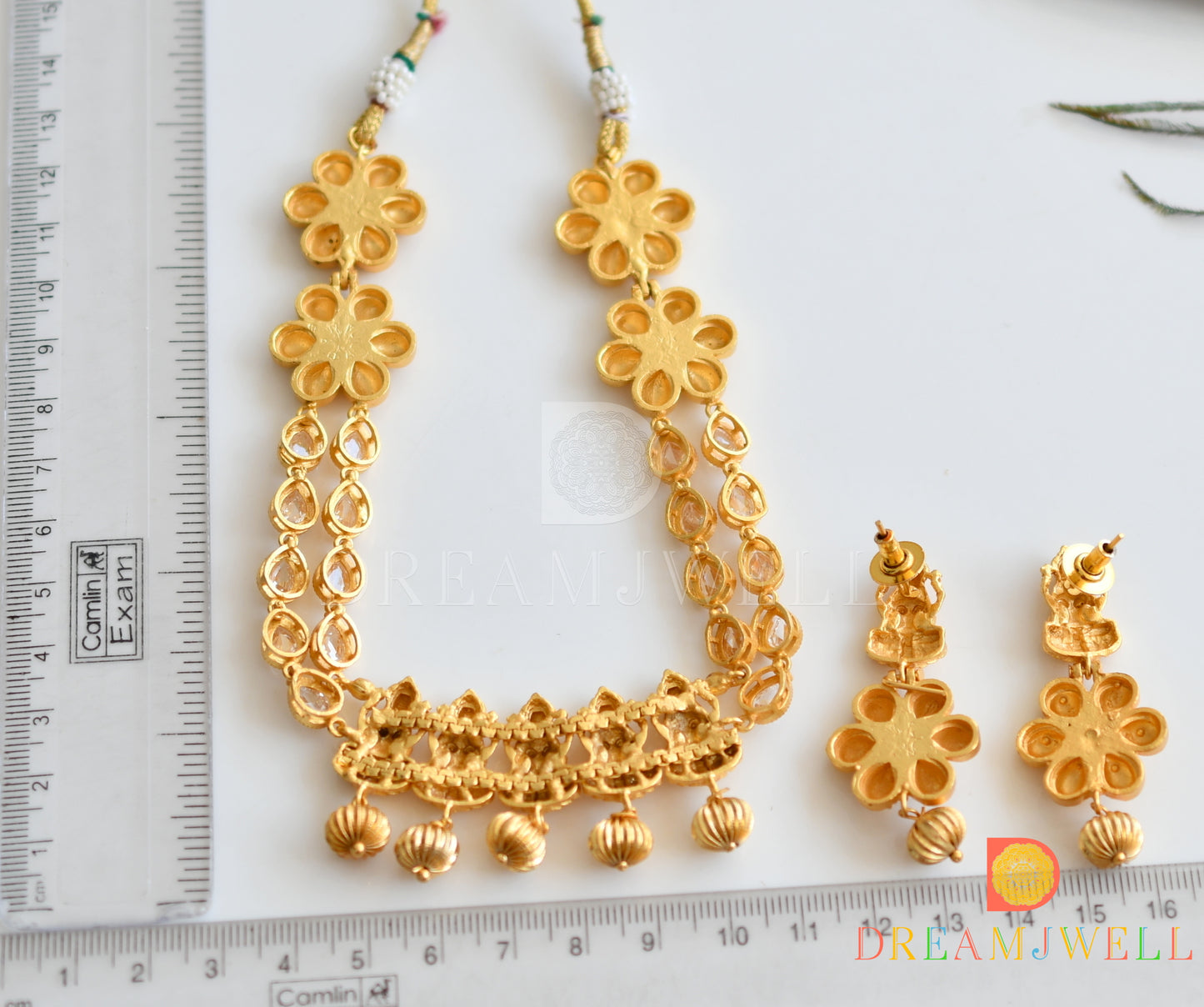 Matte finish polki Lakshmi necklace set dj-01439