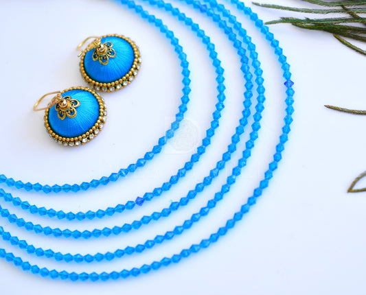 Antique blue bead multilayer necklace set dj-10684