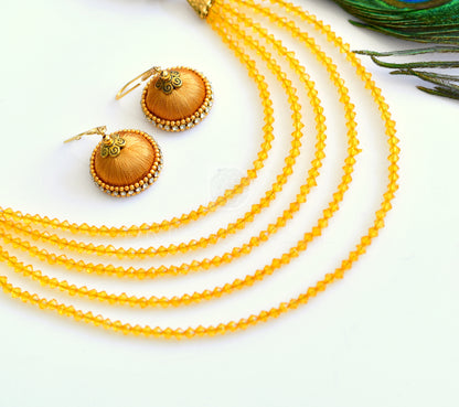 Antique yellow bead multilayer necklace set dj-10683