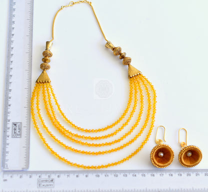 Antique yellow bead multilayer necklace set dj-10683