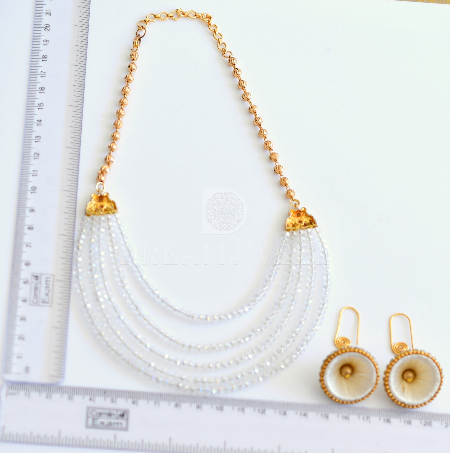 Antique white crystal bead multilayer necklace set dj-10682