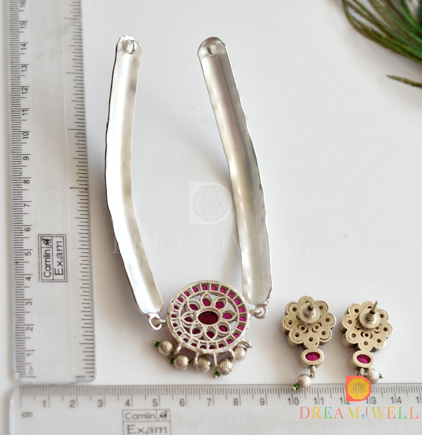 Silver Tone Kemp Floral Designer kante Choker Set dj-30859