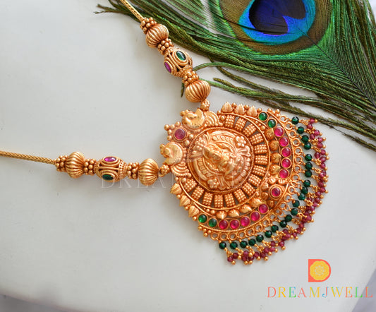 Gheru finish kemp-green Lakshmi necklace dj-37835