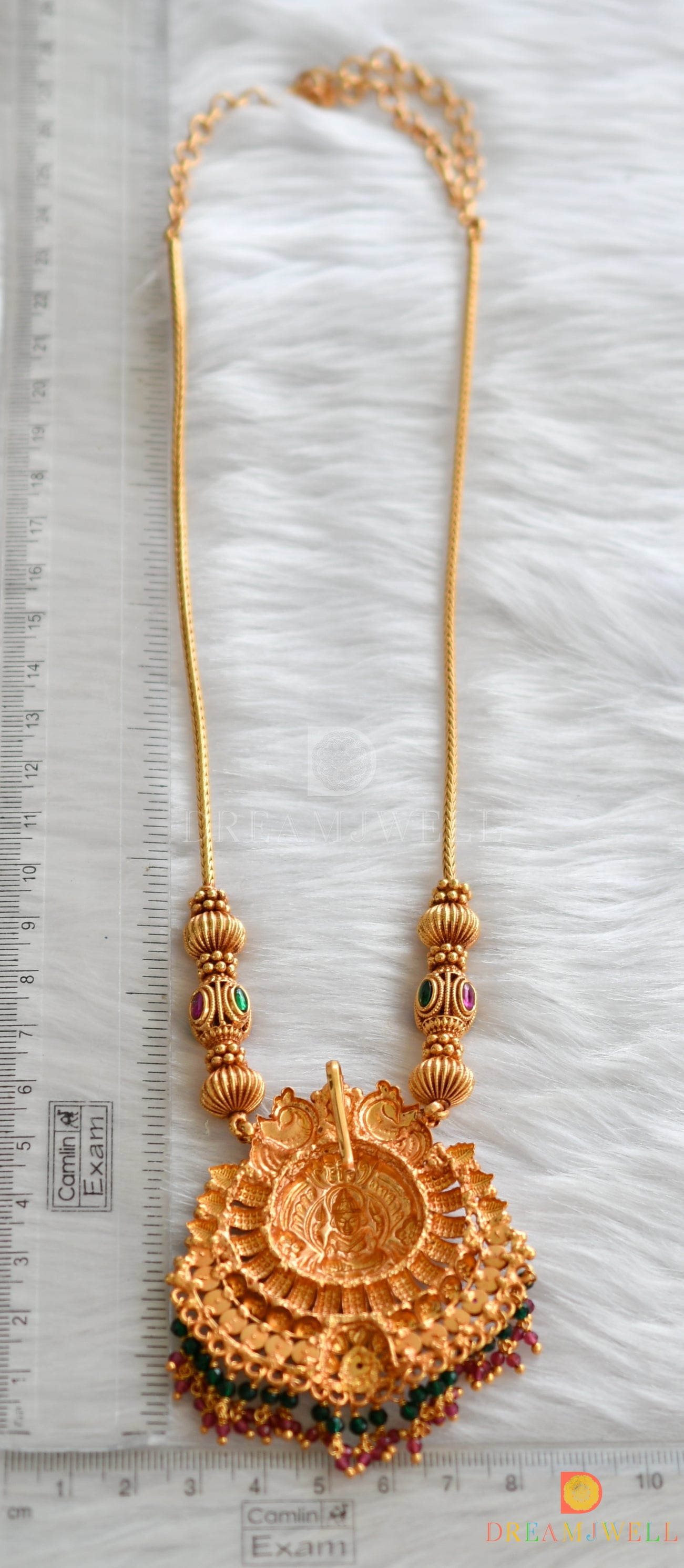 Gheru finish kemp-green Lakshmi necklace dj-37835