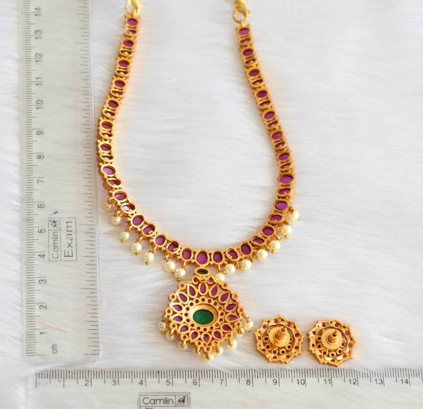 Matte finish real kemp-green flower necklace set dj-32778
