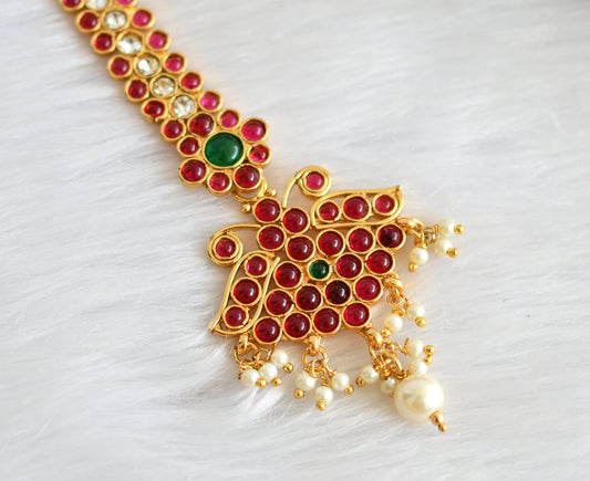 Antique kemp-green pearl maang tikka dj-13768