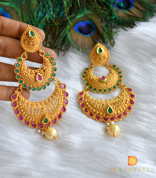 Matte finish ruby-emerald bali earrings dj-37864