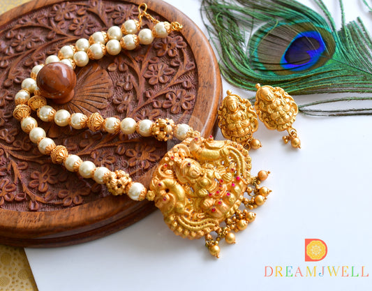 Matte Finish Big Lakshmi Pendant Short Haar Set dj-02629