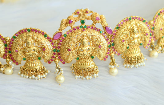 Gold tone Ruby-emerald Lakshmi Pearl Waist Band DJ20957