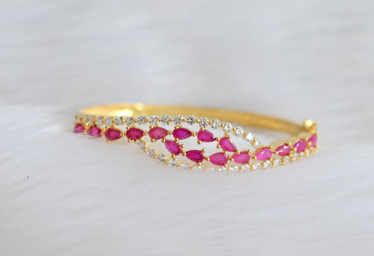 Gold tone cz ruby-white bracelet dj-19715