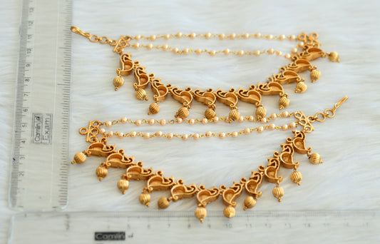 Matte finish cz ruby peacock ear side chain dj-30569