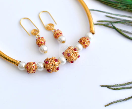 Lovely Handmade Designer Small Hasli Necklace Set-dj04428